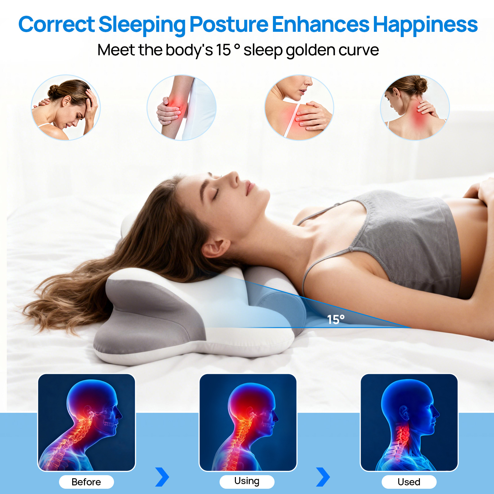 Cervical Neck Pillow, Cooling Ergonomic Memory Foam Pillows image 15