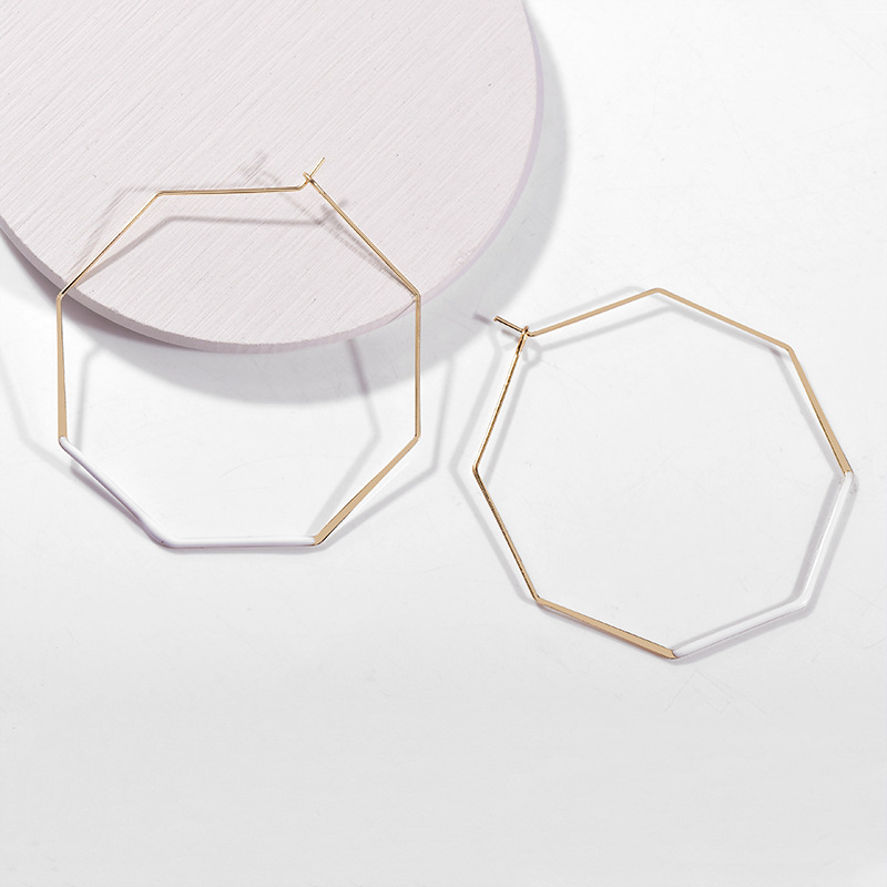 Dripping Oil Copper Earrings All-match Octagonal Earring Women