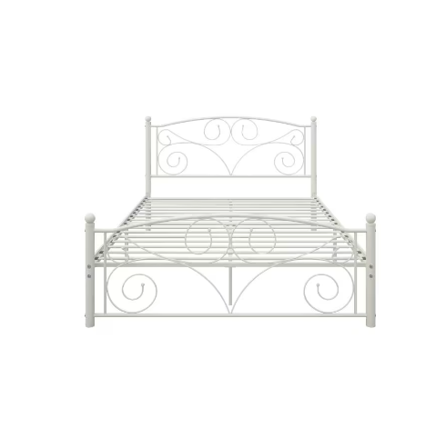 Queen Size Unique Flower Sturdy System Metal Bed Frame With Headboard And