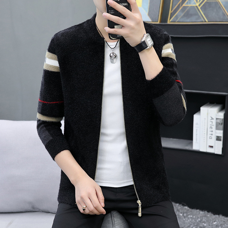 Knitted Cardigan Casual Jacket Men's Trendy Mink Velvet