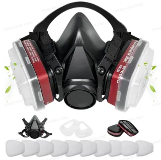 6001 Half-face Respirator, Gas Mask, Dust Mask, Painting Mask With Replaceable Filter