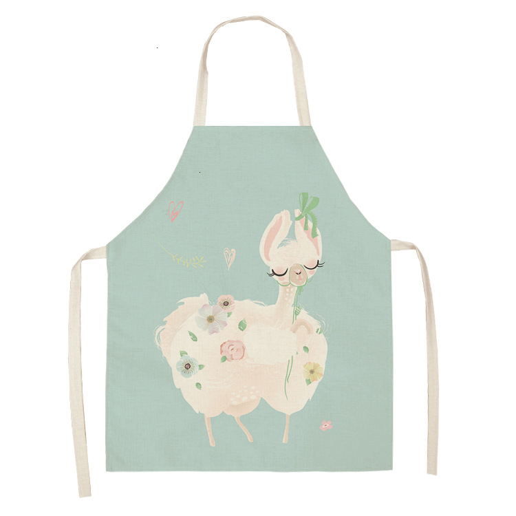 Title 3, Alpaca Cartoon Cotton Linen Apron Sleeveless An...