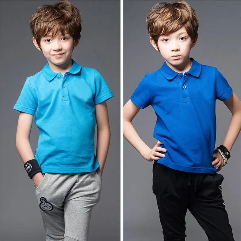 Children's Polo Shirt With Solid Color Cotton