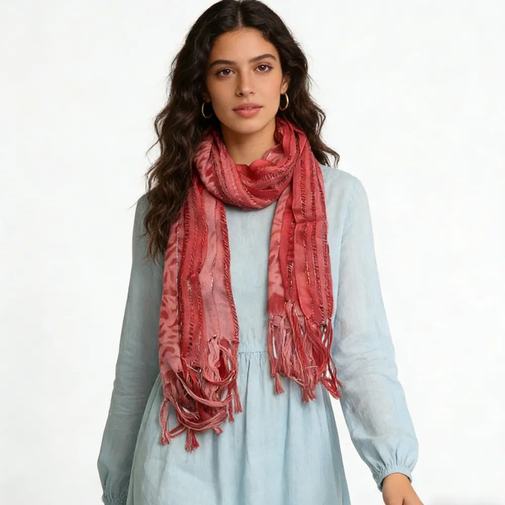 Pink Leopard Viscose Scarf
