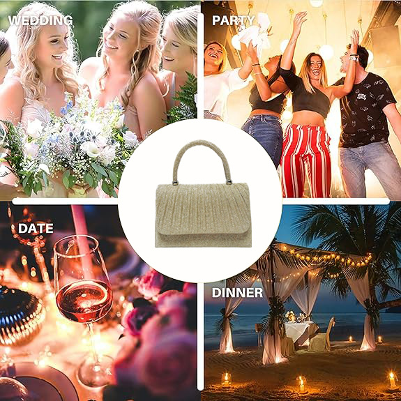 Festival Gold Crinkle Handbag - Party Must-Have Dressy Clutch, Elegant Shoulder Bag For Banquet And Evening — foto 2
