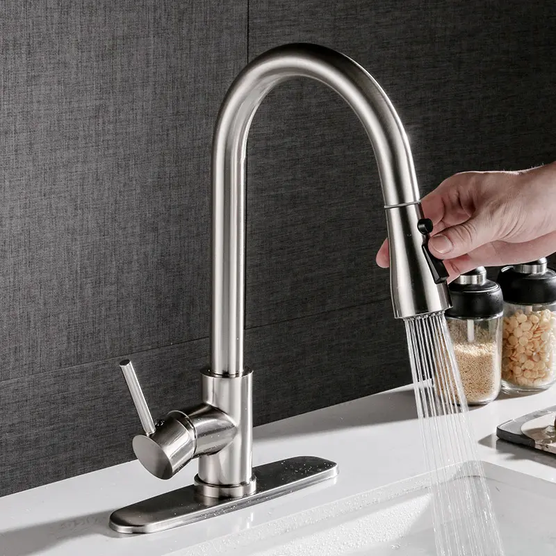 Pull-out Hot and Cold Household Kitchen and Dishwashing Brushed