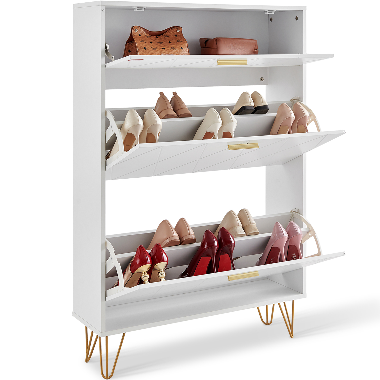 VEVOR Shoe Cabinet With 3 Flip Drawers, Shoe Storage Cabinet For Entryway, Free Standing Shoe Storage… image 4