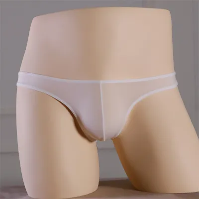 Seamless Men Ice Silk Low Waist Comfortable Nude Feel Lightweight See-through Briefs