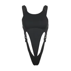 Schoolbag Buckle Hollowed Out Sports Swimming Vest Jumpsuit - Black - View 1