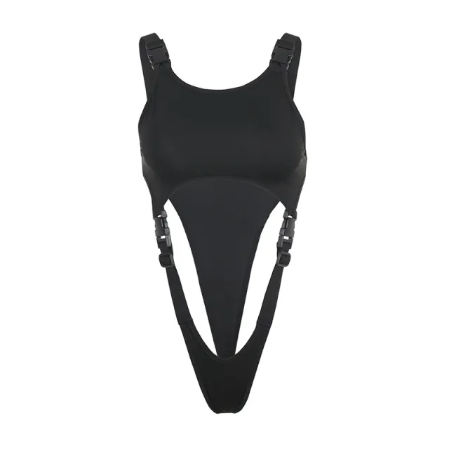 Schoolbag Buckle Hollowed Out Sports Swimming Vest Jumpsuit Black - Shop at LoveMi