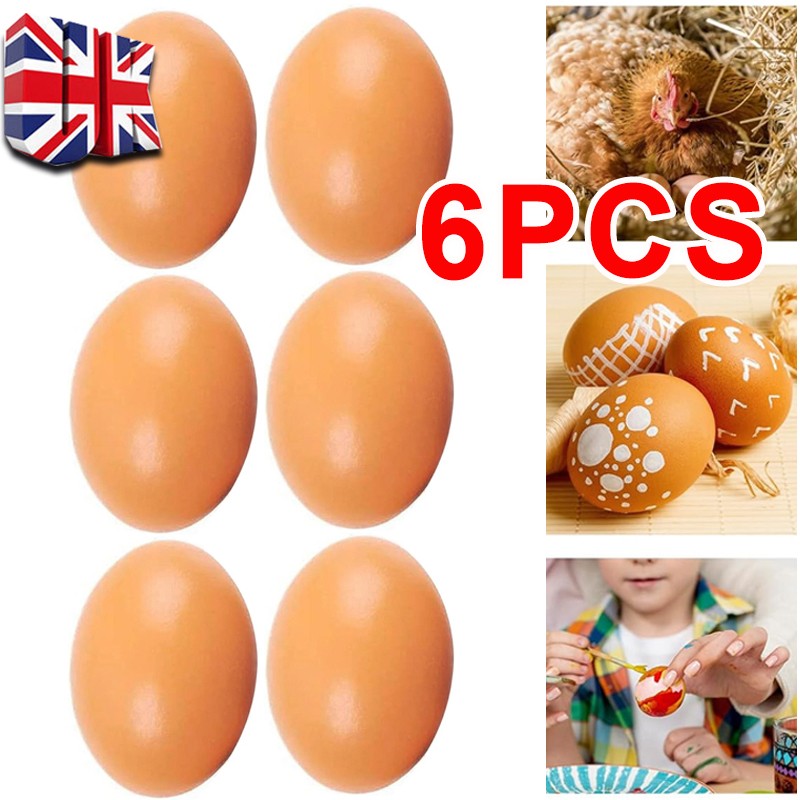 6PCS Fake Wooden Chicken Eggs Help Hen Lay Eggs Agricultural Tool For Chicken UK