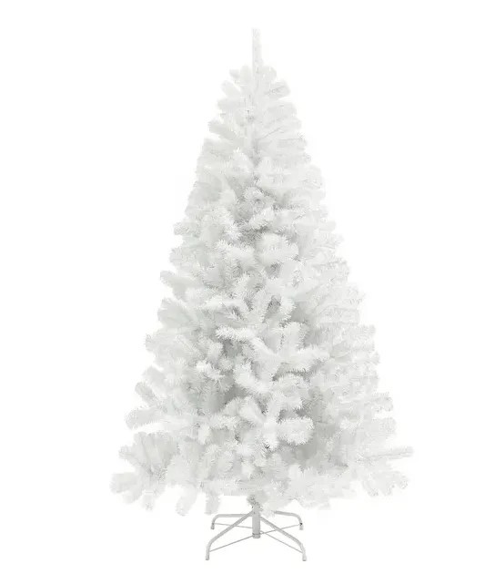 HOMCOM 9ft Tall Artificial Christmas Tree, Unlit Xmas Tree With 2132 Branch Tips, Auto Open, Steel Base, Holiday For Home Office, White - White