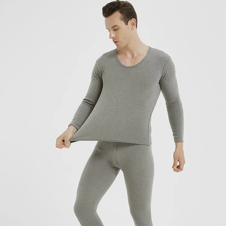 Men's Plus Velvet Thick Thermal Underwear Suit Base