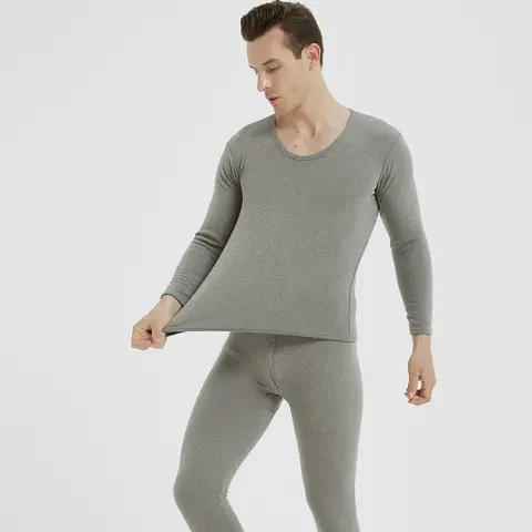 Men's Plus Velvet Thick Thermal Underwear Suit Base