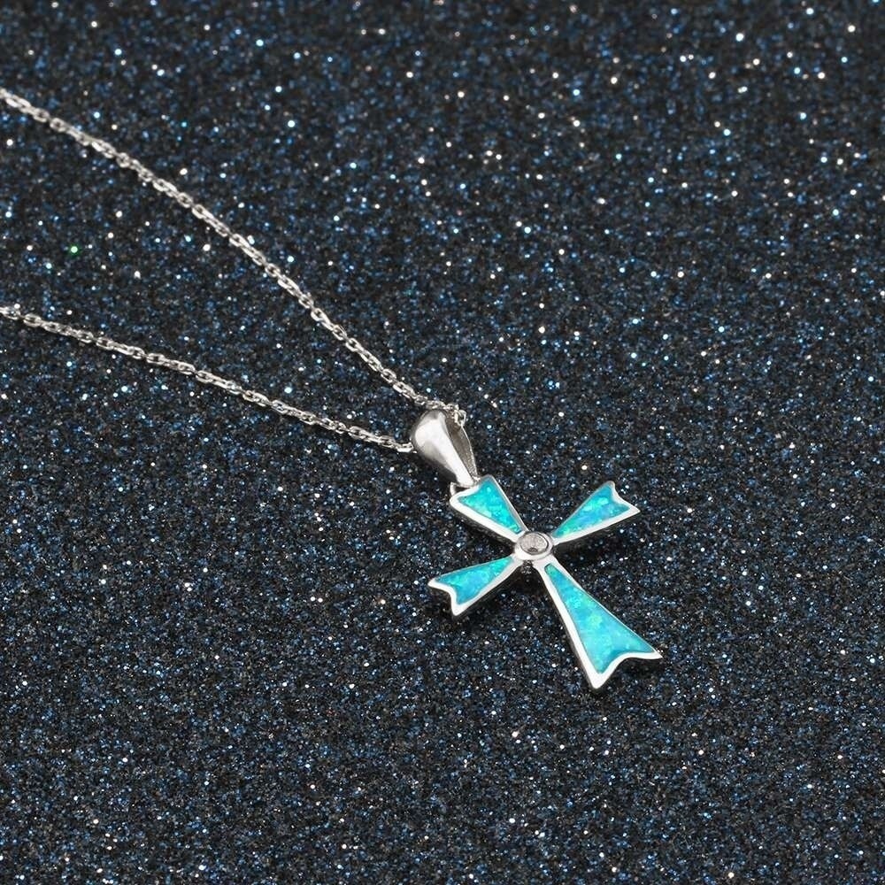 Student Style Pendant Cross Opal Necklace