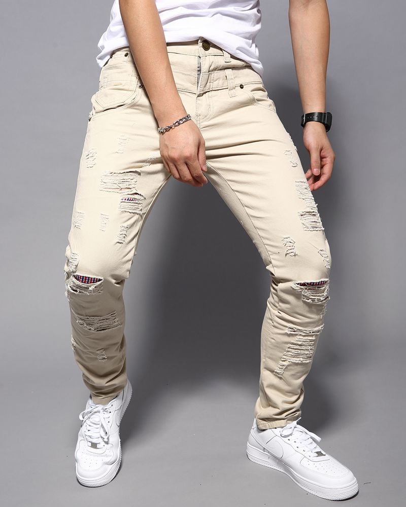 Title 1, Pantalones Cargo Casuales Rasgados de Doble Cin...