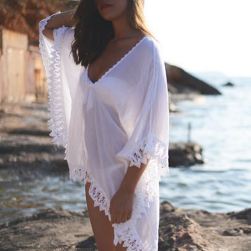 Moda Liso Color Beach BiquíNi Renda White Blusa