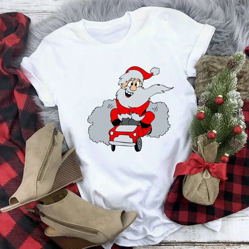 Christmas Movie Print Crew Neck T-shirt Women - 2 Style