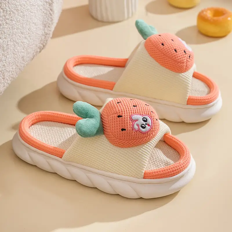 Cute Fruit Design Indoor Slippers with Thick Sole and Open Toe