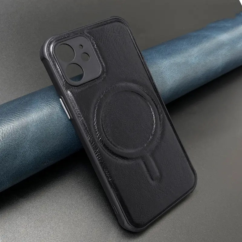 MagSafe Magnetic Crazy Horse Print Leather Shockproof