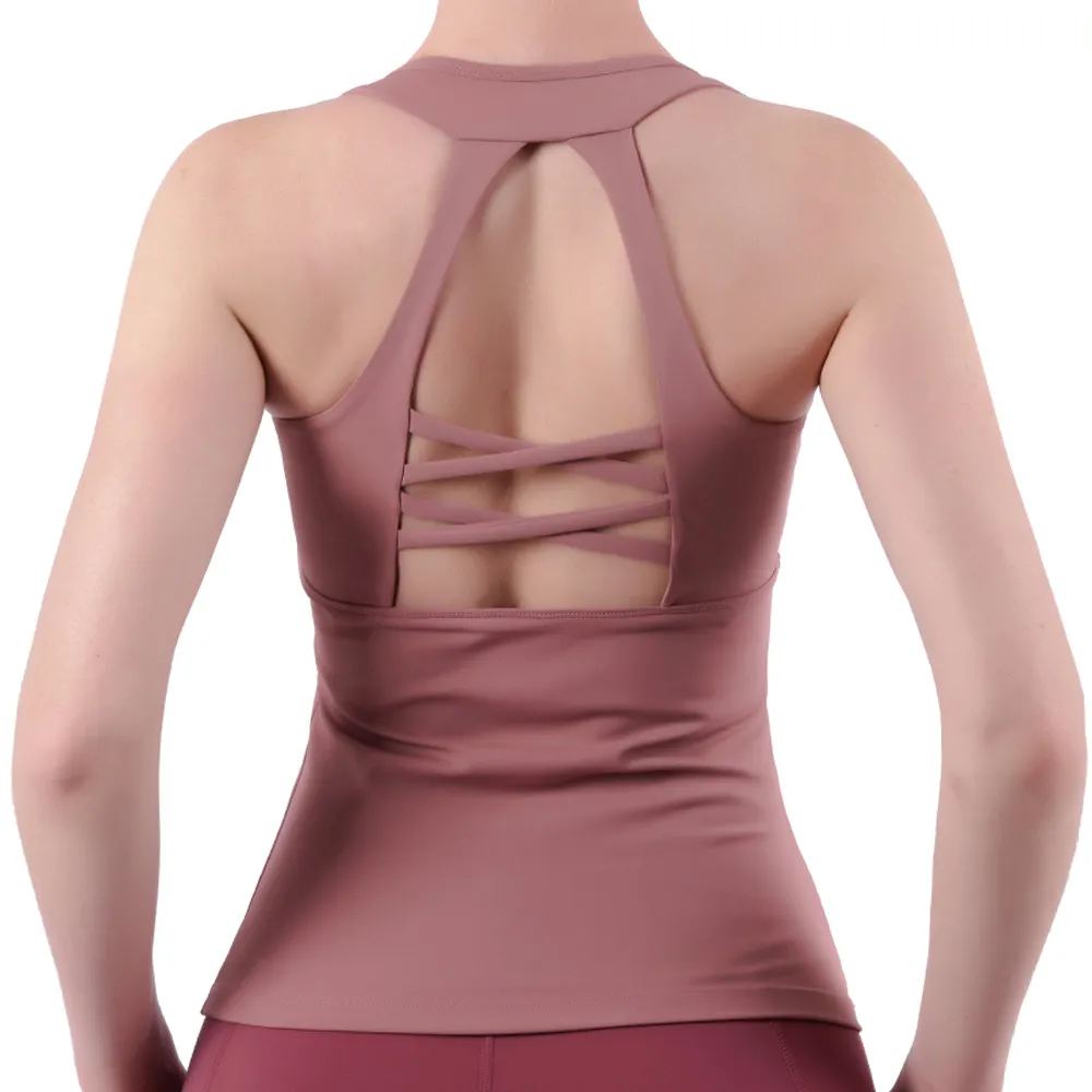 Shockproof Running Tank Top Sleeveless Women - Light Red