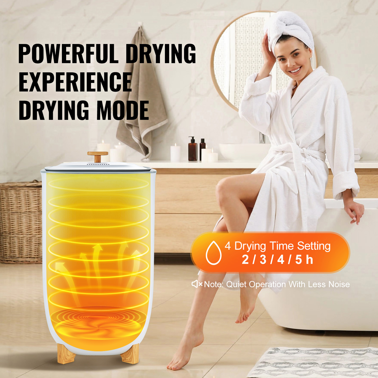 VEVOR 35L Large Towel Warmer Bucket With LED Screen Drying Fuction & Timer White image 2