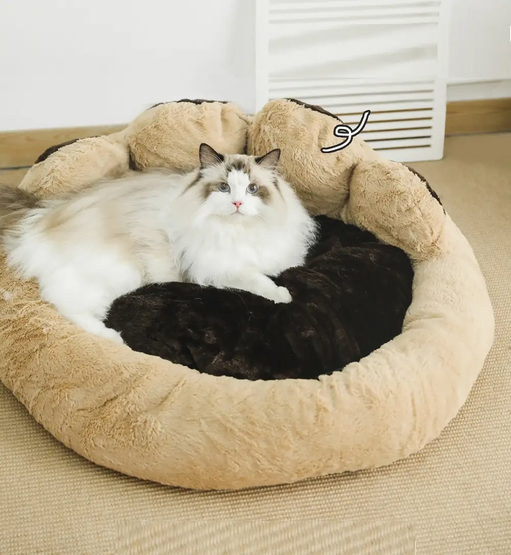 Bear Paw Pet Bed for Dogs and Cats, Soft Plush Cushion Kennel