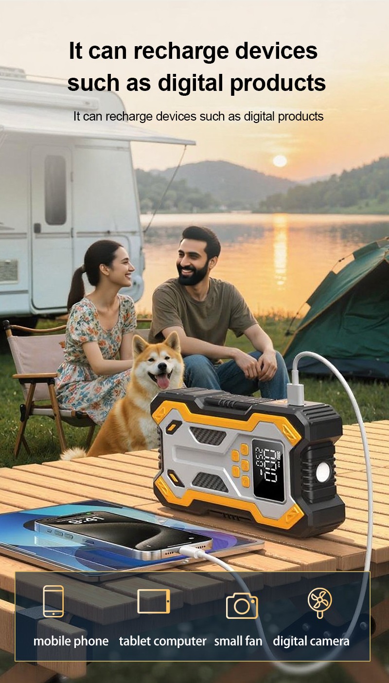 Car J Ump Starter With Air Compressor Pack Booster 12VPower Bank Blower — image 6
