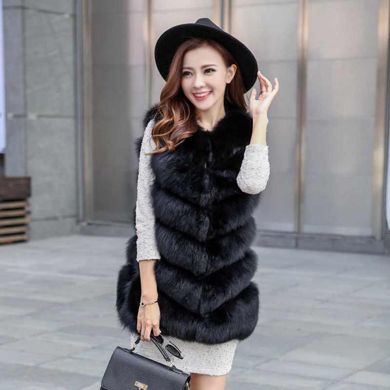 Fur Vest Imitation Fox Fur Stitching Mid-length Vest Women's Explosive Jacket