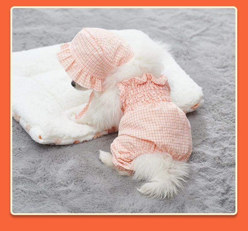 Title 10, Dog Clothes Set Orange Pet Jumpsuit With Hat Fa...