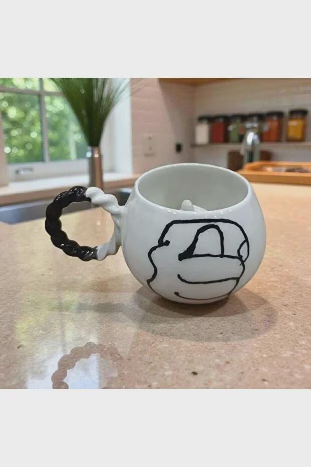 Handmade Ceramic Mug With Bubble Knit Handle Unique Embossed Design Cozy... 4