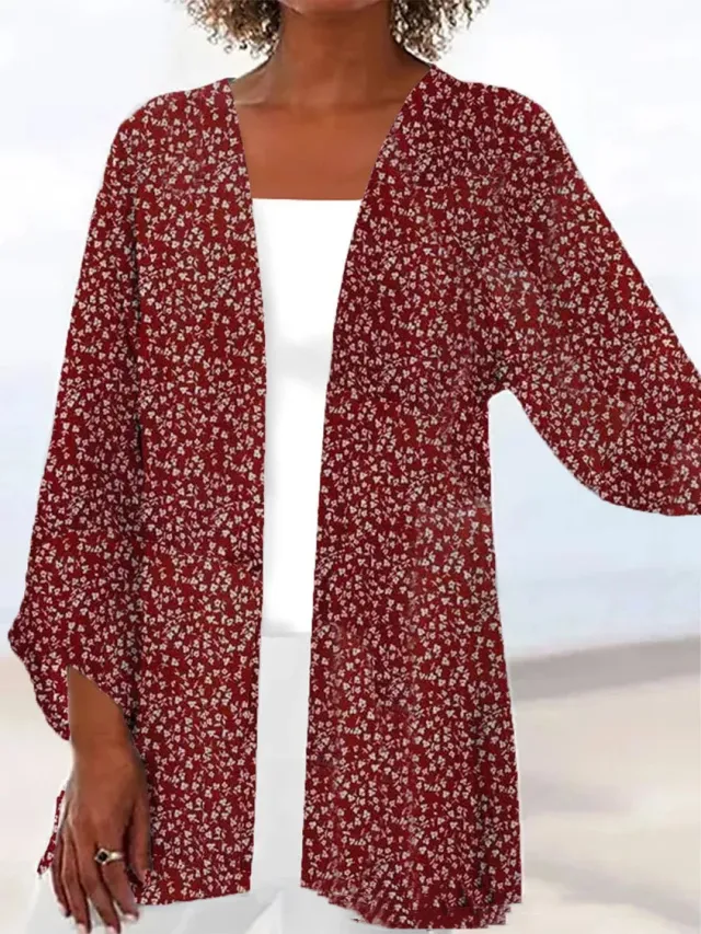 Printed Loose Top Fashion Coat Color9 3Xl - Shop at LoveMi