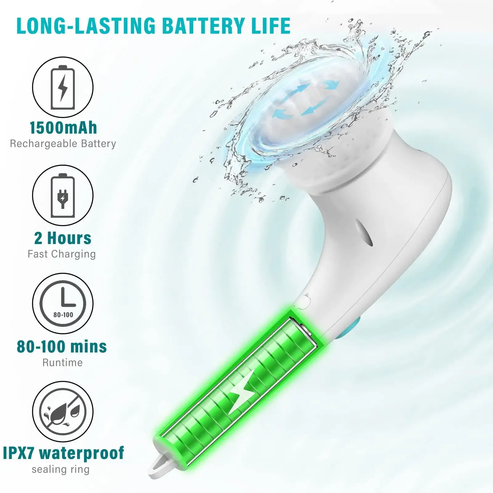 Multifunctional Electric Handheld Kitchen Household Dishwashing Brush Handheld Scrubber Bathtub Sink Bathroom Kitchen Tile Cleaning Tool Drill Brush Set With 5 Heads – image 6
