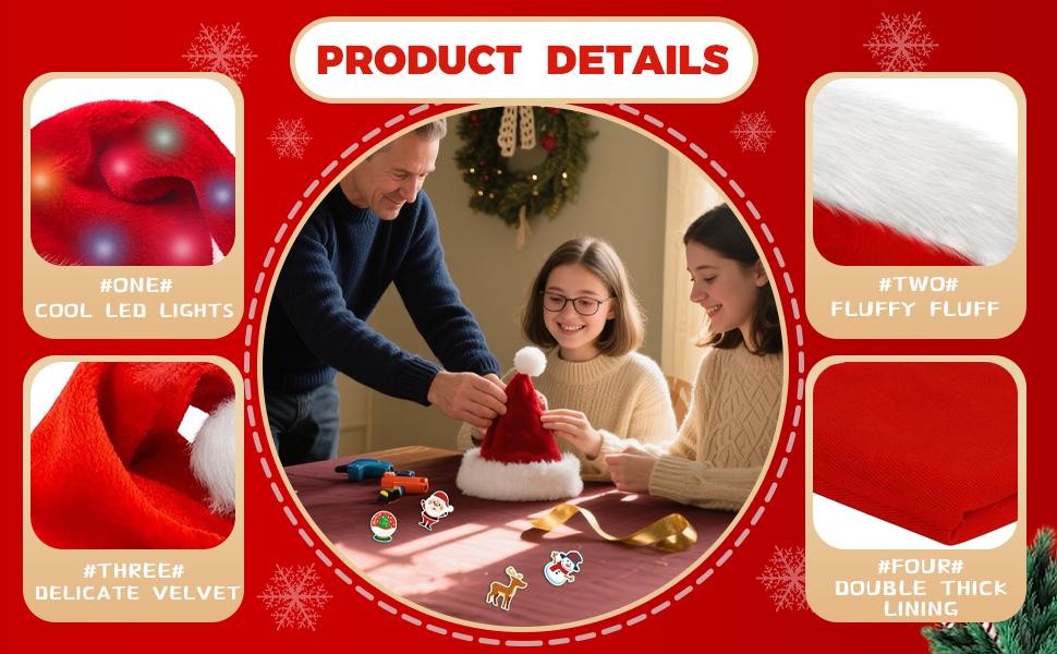 DIY LED Santa Hat - A Creative And Unique Design That Enhances The Festive Atmosphere. A Must-have For Holiday Outfits, A Fun Craft Activity, And A Great Prop For Christmas Party Photos. image 18