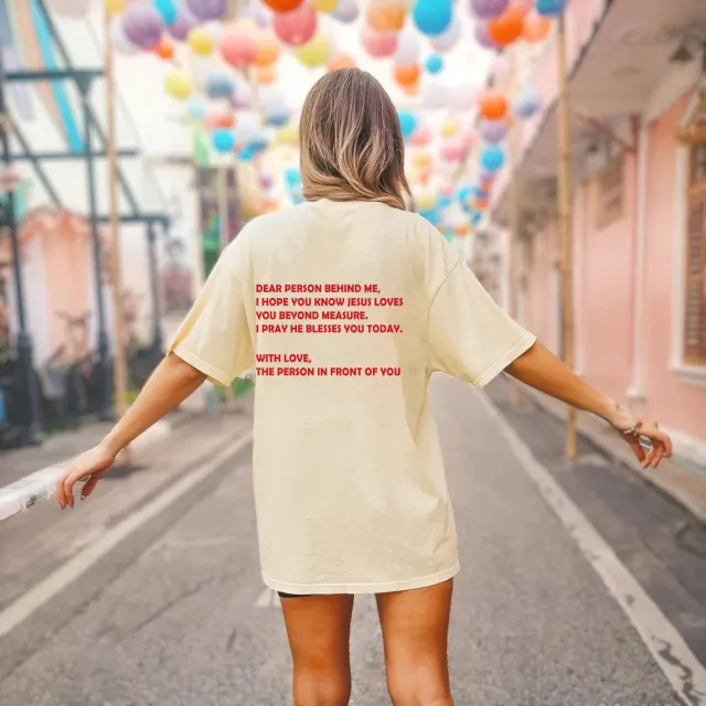 Women's Top Round Neck Slogan Printed Short Sleeves Beige - Shop at LoveMi