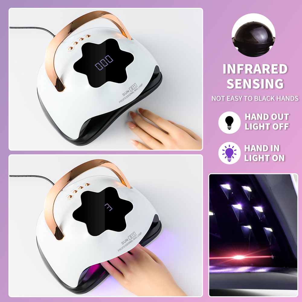 UV LED Nail Lamp, Professional UV Nail Dryer Light For Gel Nails With 57 Beads, Fast Curing Gel Polish Lamp Auto Sensor 4 Timer Setting, Nail Art Drying Tools For Fingernail And Toenail