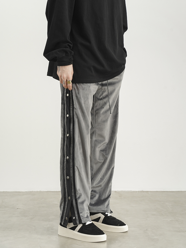 Title 4, Contrast Velvet-breasted Straight-leg Sweatpant...