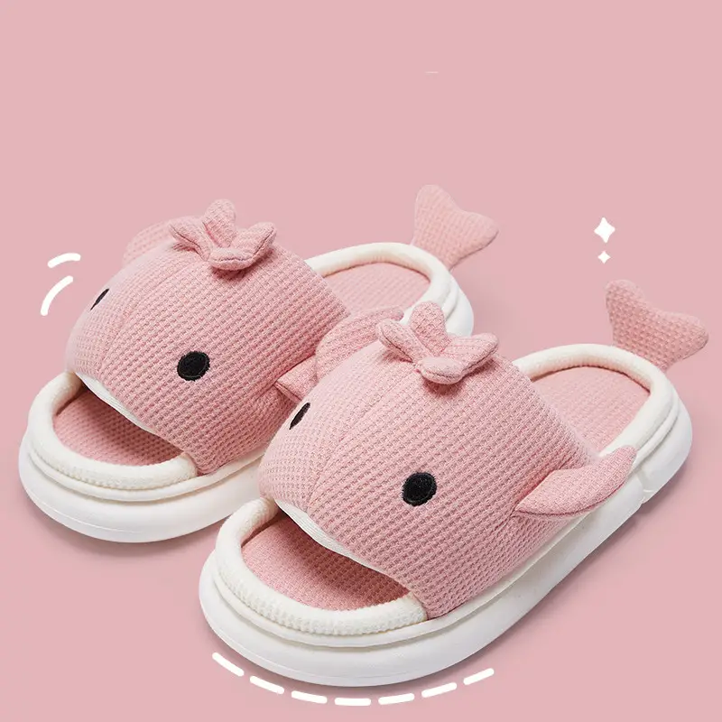 Cute Linen Shark Slippers For Indoor Home Shoes