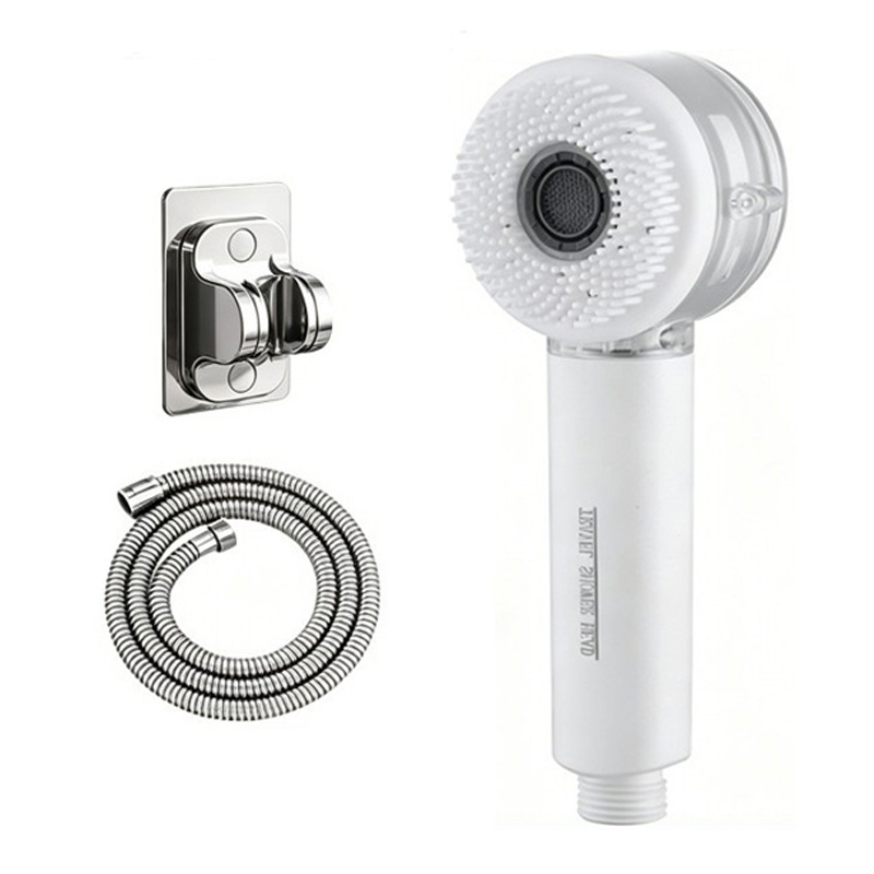 High Pressure Handheld Shower Head With Spa Massage Brush 2 Spray Modes Rain And Bubble For Travel Home Hotel Camping Easy No Drill Installation Portable Lightweight Design For Adults And Kids