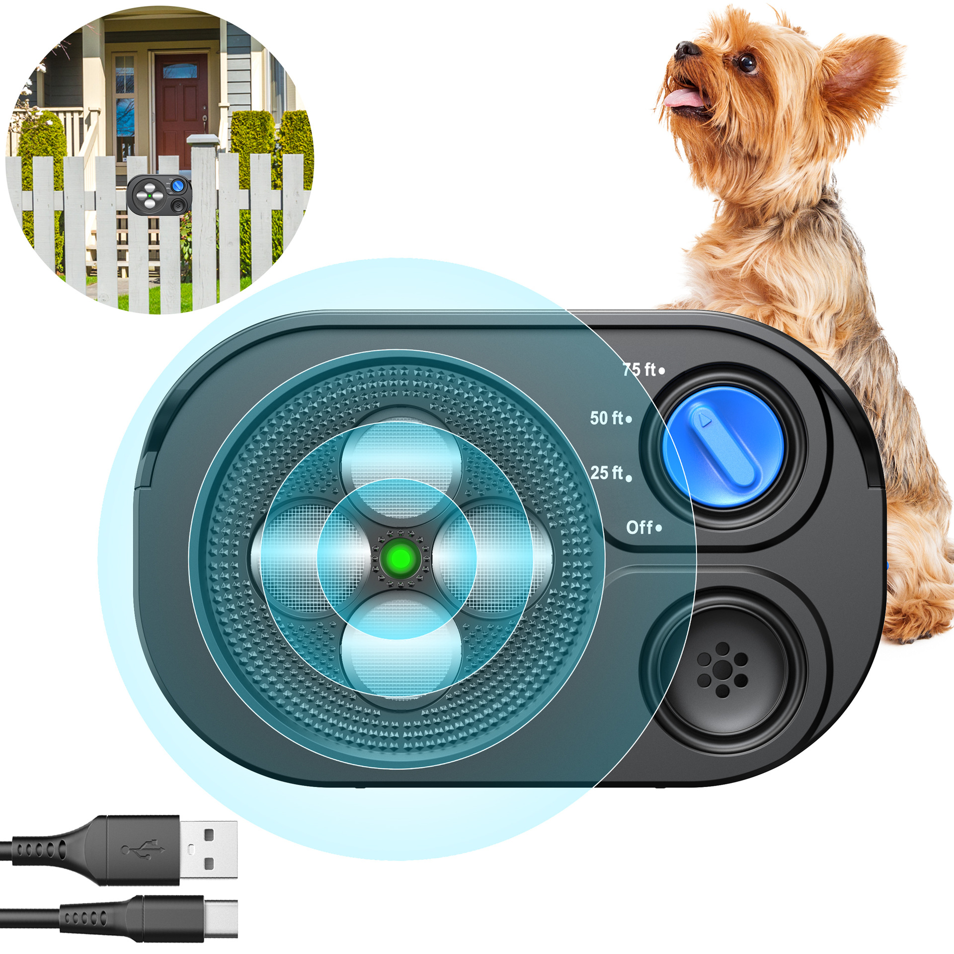 Anti Barking Device For Dogs, Bark Box Rechargeable Dog Bark Deterrent With Variable Ultra Frequency 6 Modes IP65 Waterproof Dog Silencer Stop Neighbors  Dogs From Barking Up To 75ft — foto 10