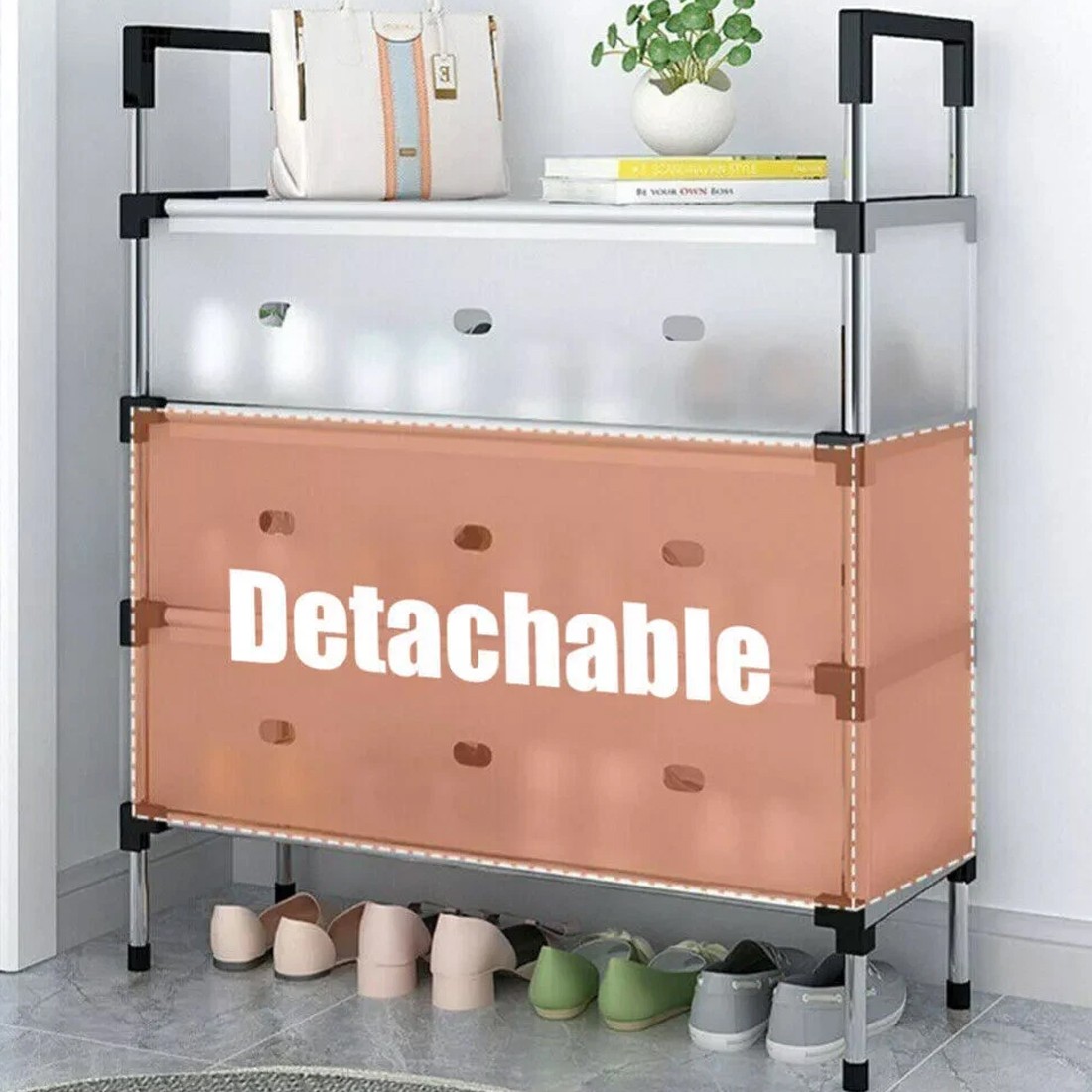7 Tier Cabinet Storage Organiser Shoe Rack Stand Holder W Dust-proof Cover — image 2