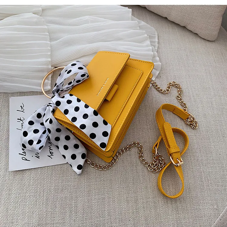 Popular Bags Handbags Small Trendy Fashion Messenger Bag Chain Shoulder Texture Handbag - Yellow