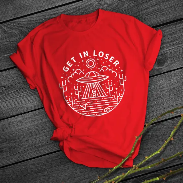 Simple And Creative Printing Short Sleeve Red - Shop at LoveMi