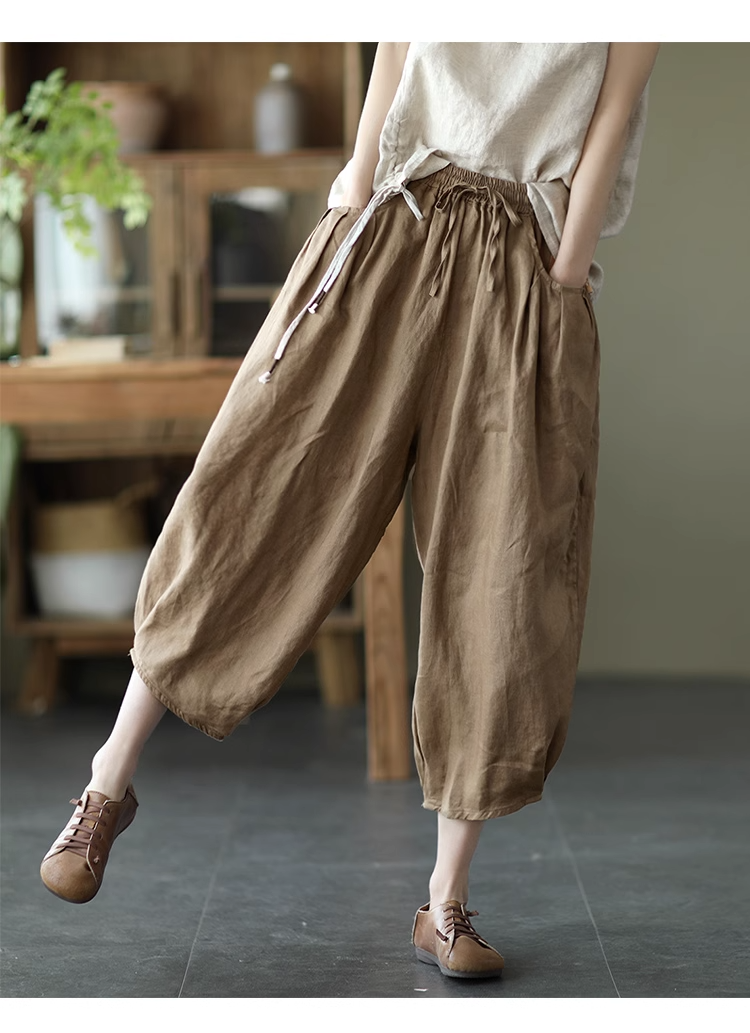 Title 7, Cotton Harem Pants Linen Loose Bloomers