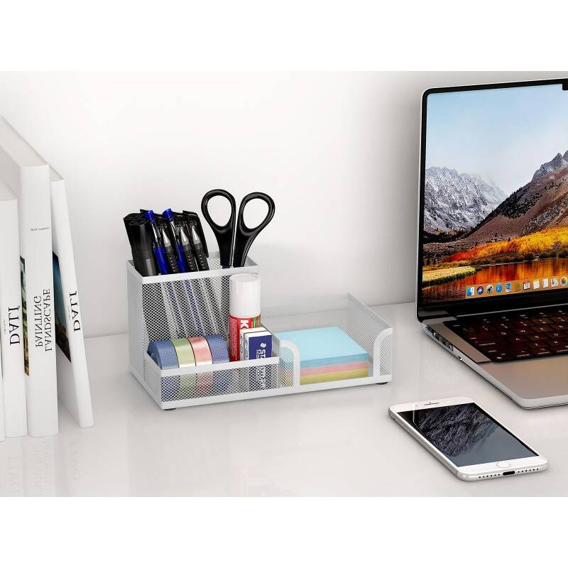 Stationery Organisers Desk Organiser Tray, Desk Tidy And Desk Tidy Organiser, Desktop Organiser For Pens, Sticky Notes & Office Supplies, Small Desk Organiser, Metal With Anti-Slip Pads, Stylish Indus
