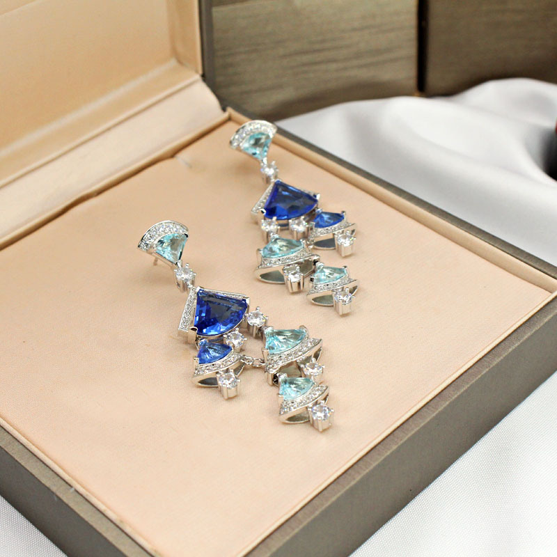 Fashion Rose Gold Plated Long Evening Fan Earrings Earrings