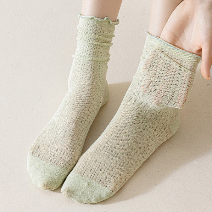 Summer Socks For Children Fungal Edge Thin Mesh Loose Mouth Stacked Breathable Middle Tube Socks thumbnail 1