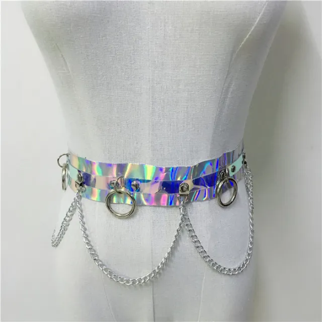 Laser Belt Leather Chain Waist Female Silver - Shop at LoveMi