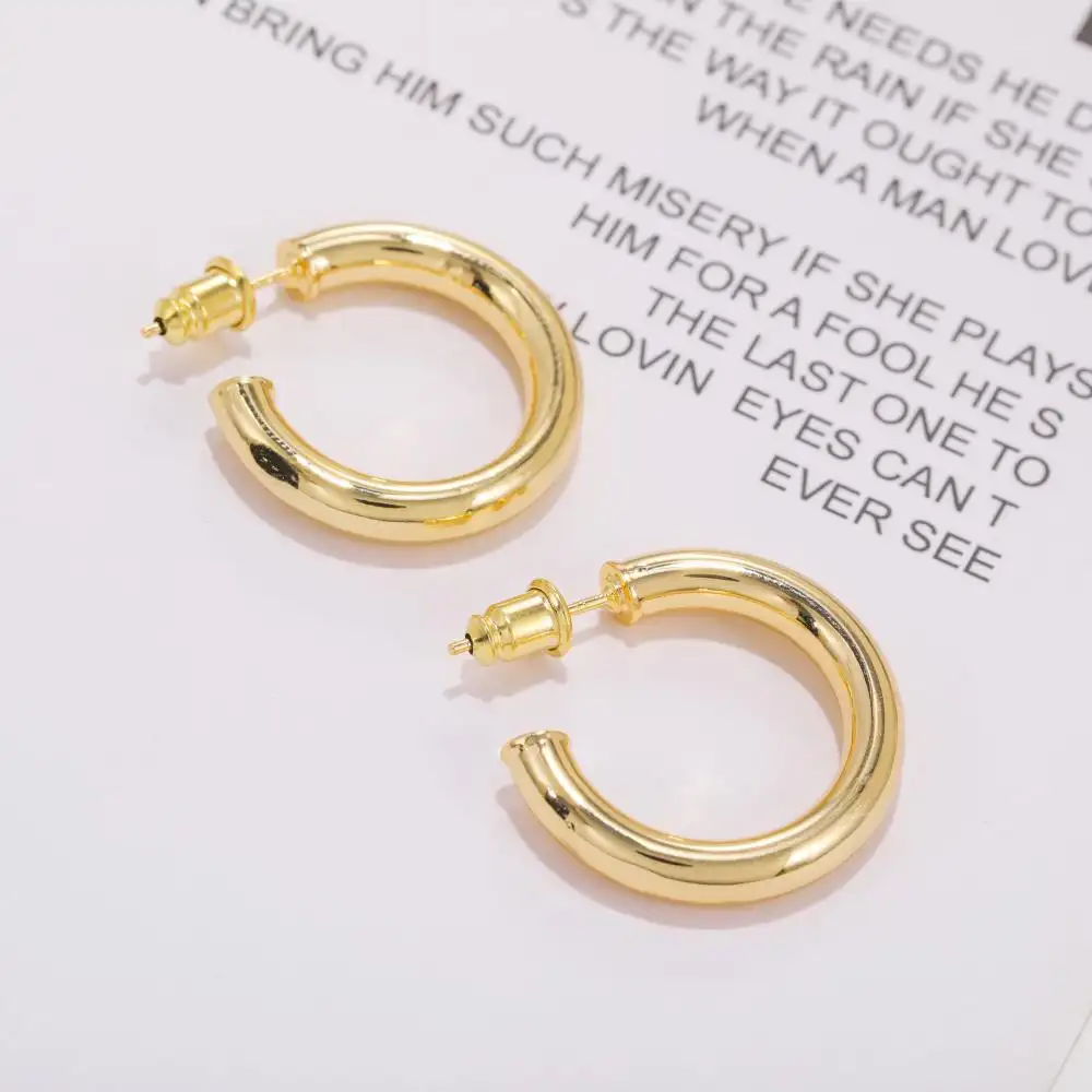 18K Gold Color-preserving Ornament Glossy Large Ear Ring