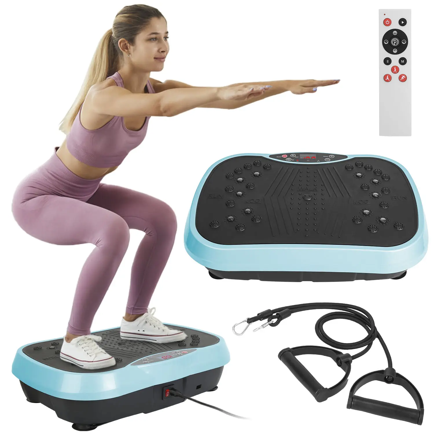 Vibration Exercise Machine With Resistant Bands